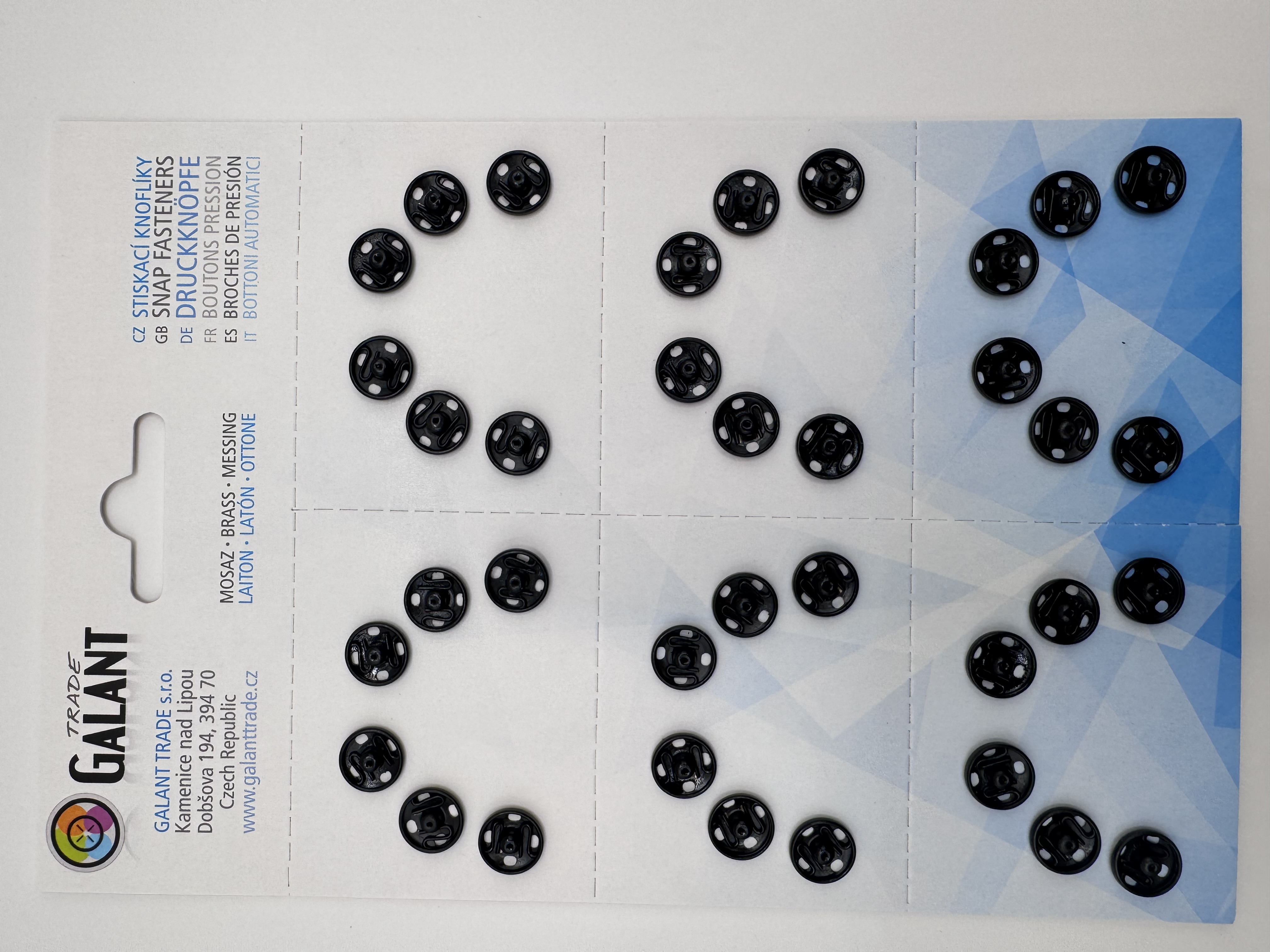 Felvarrható fém patent 10mm fekete