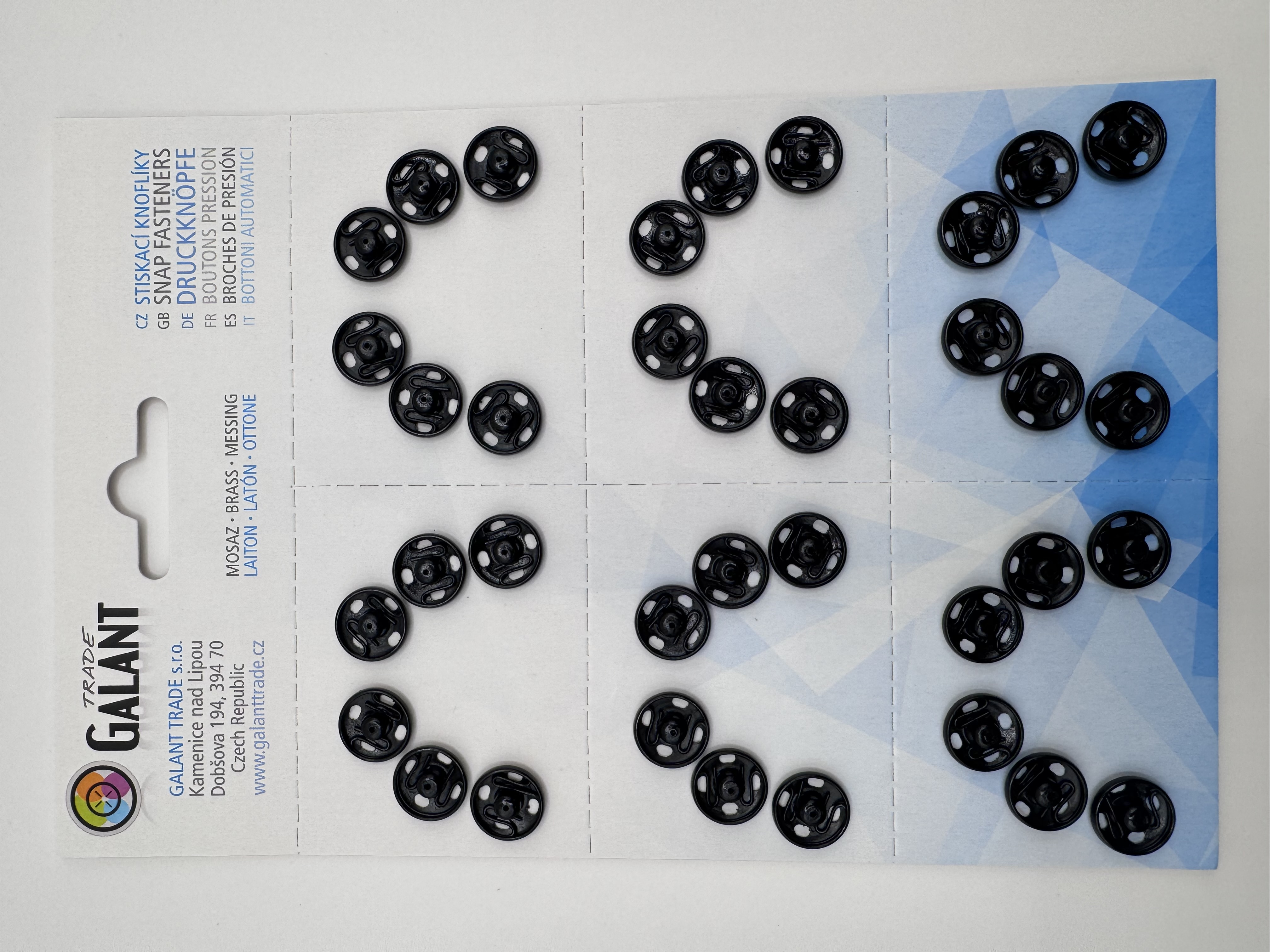 Felvarrható fém patent 12mm fekete