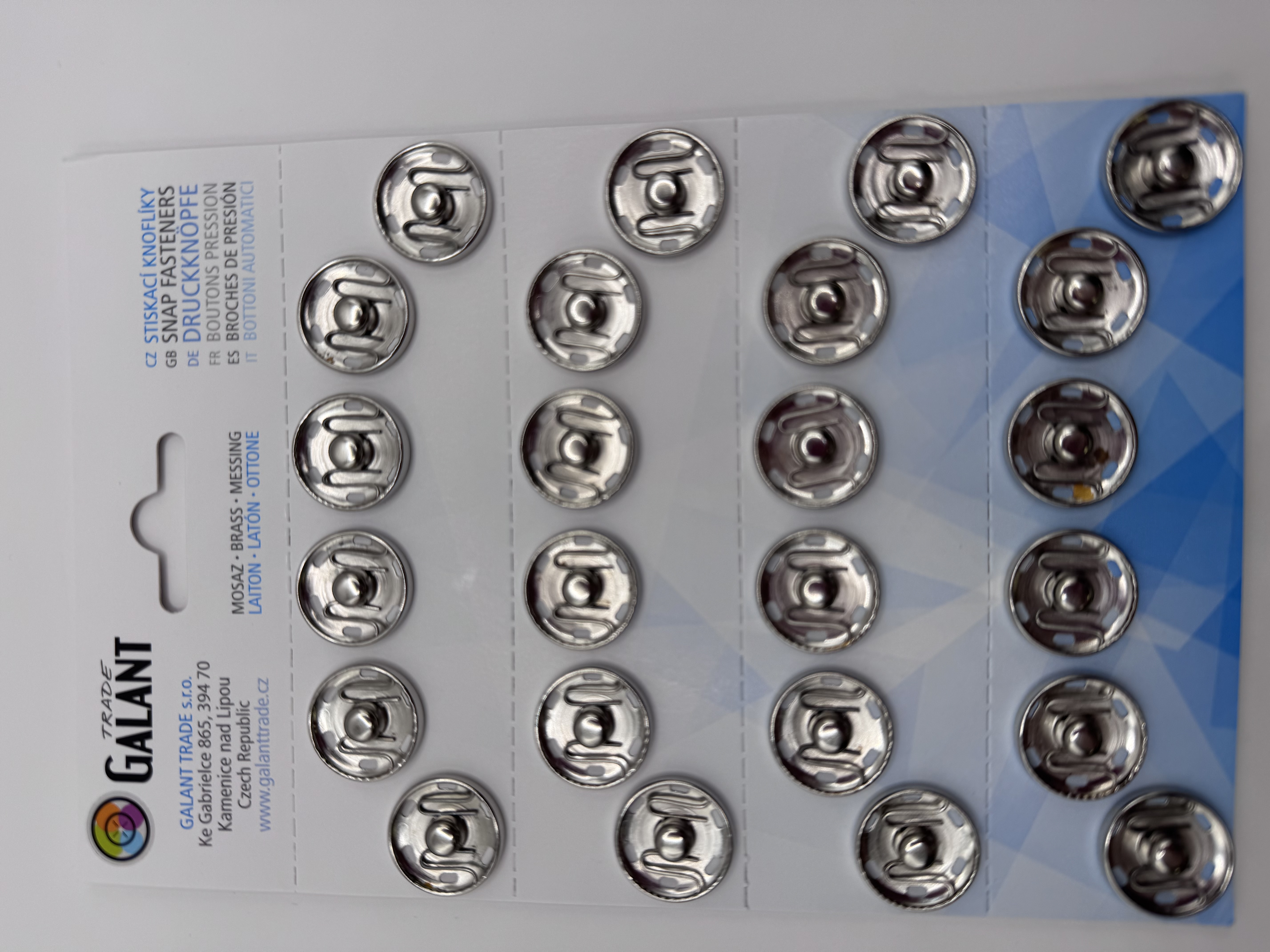 Felvarrható fém patent 19mm nikkel 