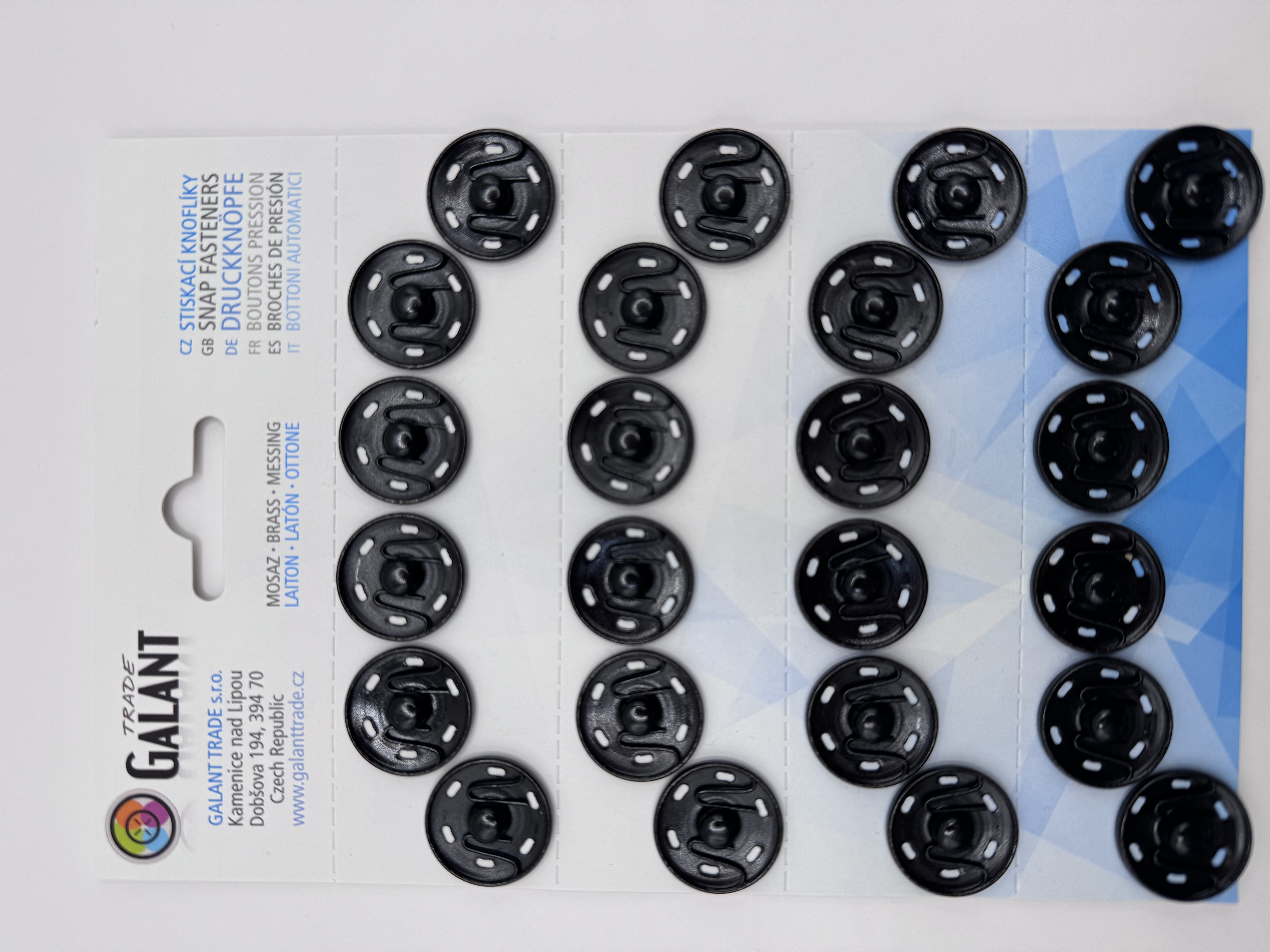 Felvarrható fém patent 21mm fekete