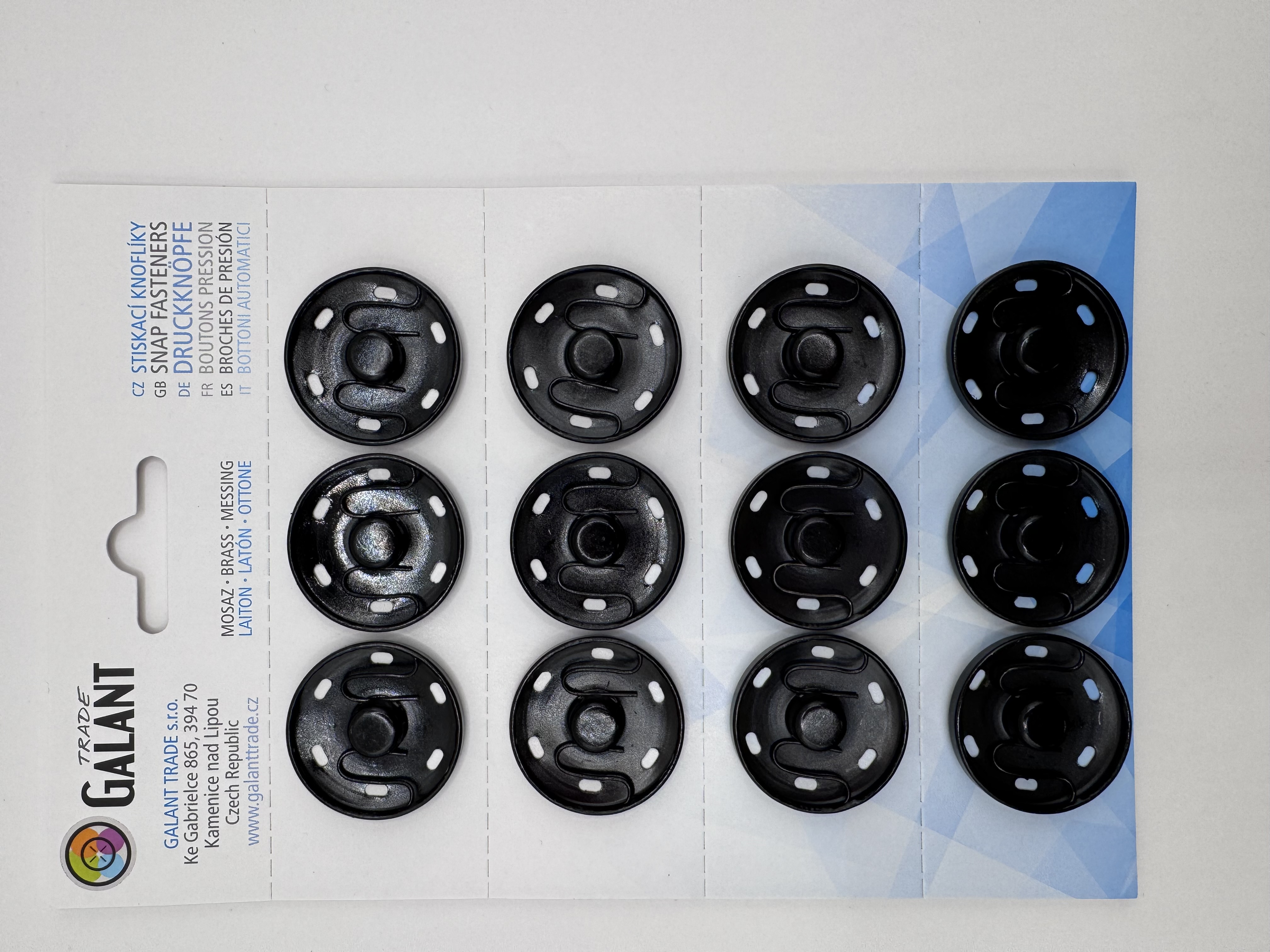 Felvarrható fém patent 30mm fekete